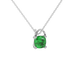 Green cushion cut gemstone pendant with diamond accent basket setting in rose gold