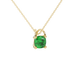 Green cushion cut gemstone pendant with diamond accent basket setting in rose gold