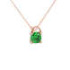 Green cushion cut gemstone pendant with diamond accent basket setting in rose gold