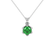 Green cushion cut floral solitaire pendant in rose gold with six prong flower setting