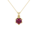 Red cushion cut floral solitaire pendant in rose gold with six prong flower setting