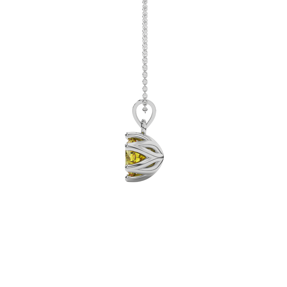 Yellow cushion cut floral solitaire pendant in rose gold with six prong flower setting