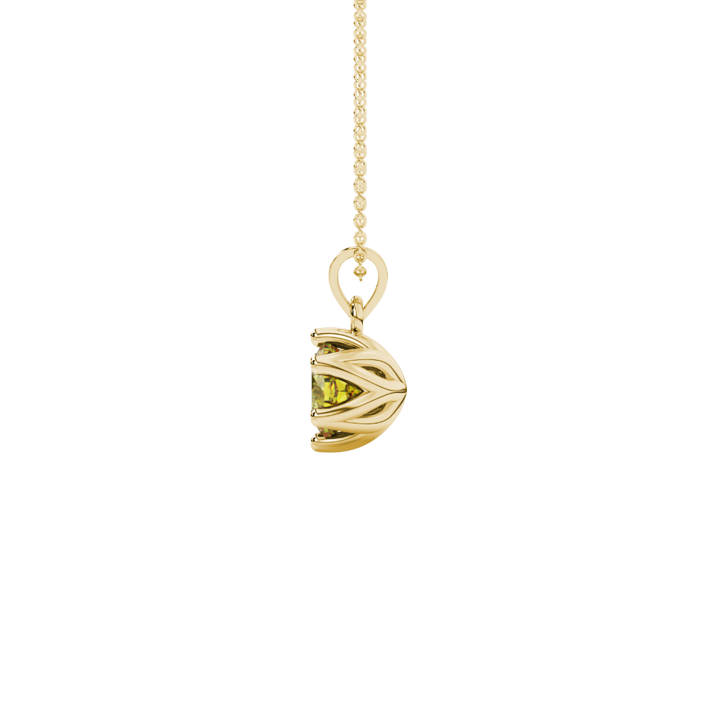 Yellow cushion cut floral solitaire pendant in rose gold with six prong flower setting