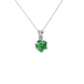 Green cushion cut floral solitaire pendant in rose gold with six prong flower setting