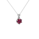 Red cushion cut floral solitaire pendant in rose gold with six prong flower setting