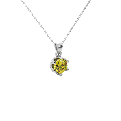canary yellow gemstone tulip solitaire pendant in white gold
