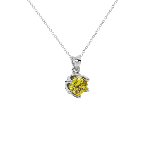 canary yellow gemstone tulip solitaire pendant in white gold

