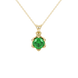 Green cushion cut floral solitaire pendant in rose gold with six prong flower setting