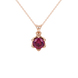Red cushion cut floral solitaire pendant in rose gold with six prong flower setting