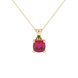 Red cushion cut gemstone pendant with accent diamonds in white gold basket setting