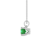 Green cushion cut gemstone pendant with accent diamonds in white gold basket setting