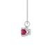 Red cushion cut gemstone pendant with accent diamonds in white gold basket setting