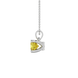 Yellow cushion cut gemstone pendant with accent diamonds in yellow gold basket setting