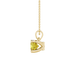 Yellow cushion cut gemstone pendant with accent diamonds in yellow gold basket setting