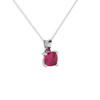raspberry red gemstone solitaire pendant in white gold
