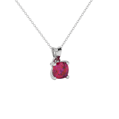 raspberry red gemstone solitaire pendant in white gold
