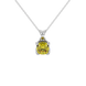 Yellow cushion cut solitaire pendant with tulip basket setting in rose gold