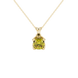 Yellow cushion cut solitaire pendant with tulip basket setting in rose gold