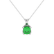 Green cushion cut solitaire pendant with tulip basket setting in rose gold