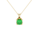 Green cushion cut solitaire pendant with tulip basket setting in rose gold