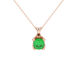 Green cushion cut solitaire pendant with tulip basket setting in rose gold