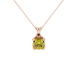 Yellow cushion cut solitaire pendant with tulip basket setting in rose gold