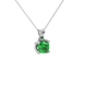 Green cushion cut solitaire pendant with tulip basket setting in rose gold