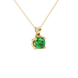 Green cushion cut solitaire pendant with tulip basket setting in rose gold
