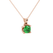 Green cushion cut solitaire pendant with tulip basket setting in rose gold