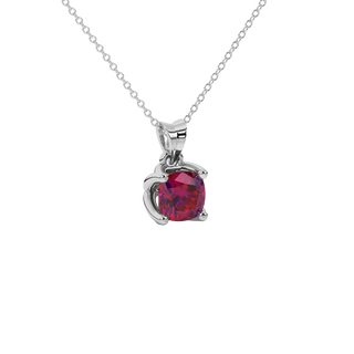 raspberry red gemstone tulip solitaire pendant in white gold
