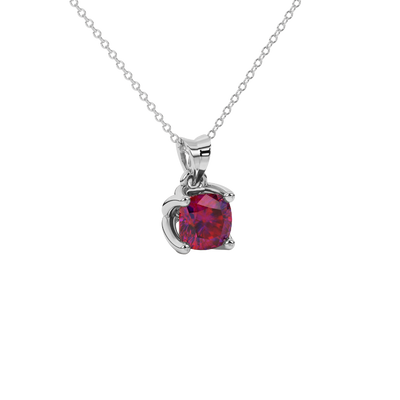 raspberry red gemstone tulip solitaire pendant in white gold
