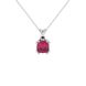 Red cushion cut gemstone pendant in floral crown gold setting