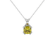 Yellow cushion cut gemstone pendant in floral crown gold setting