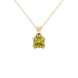 Yellow cushion cut gemstone pendant in floral crown gold setting
