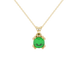 Green cushion cut gemstone pendant in floral crown gold setting
