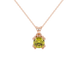 Yellow cushion cut gemstone pendant in floral crown gold setting