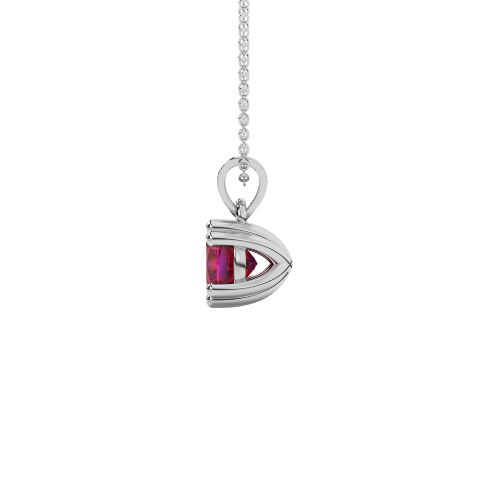 Red cushion cut gemstone pendant in floral crown gold setting