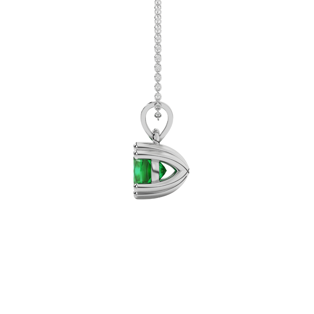 Green cushion cut gemstone pendant in floral crown gold setting