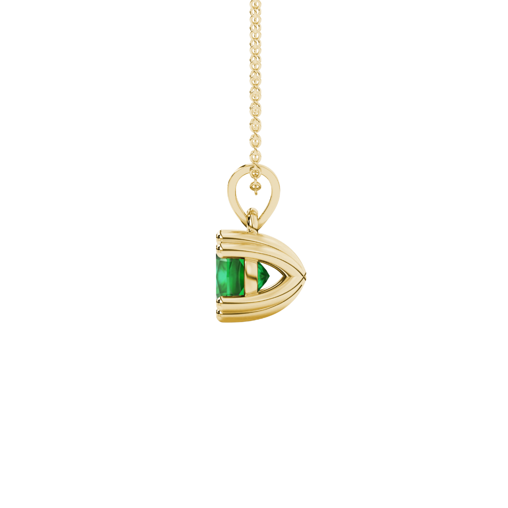 Green cushion cut gemstone pendant in floral crown gold setting