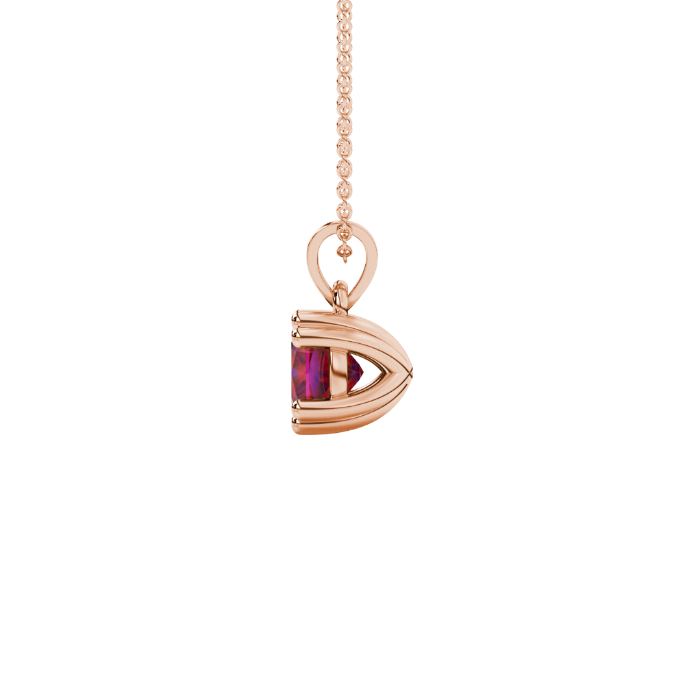 Red cushion cut gemstone pendant in floral crown gold setting