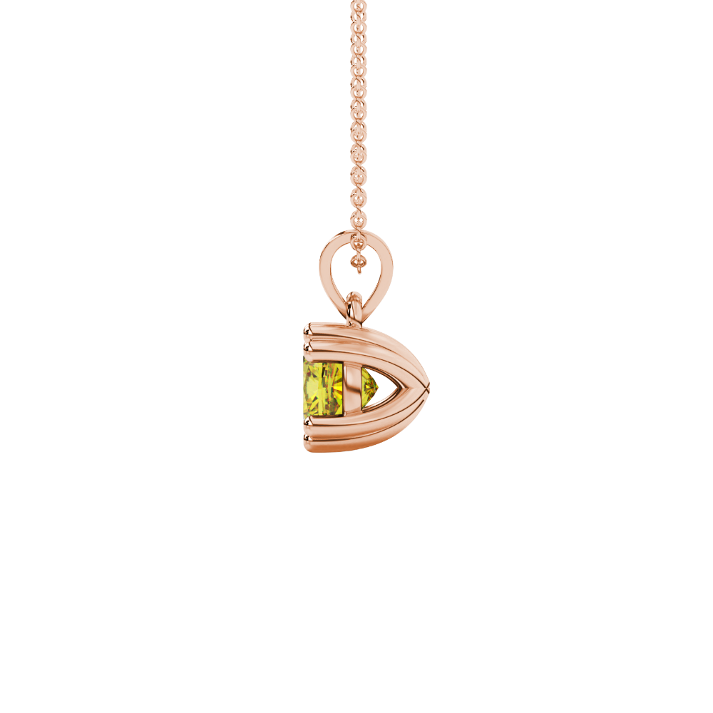 Yellow cushion cut gemstone pendant in floral crown gold setting