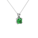 Green cushion cut gemstone pendant in floral crown gold setting