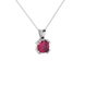 Red cushion cut gemstone pendant in floral crown gold setting