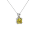 Yellow cushion cut gemstone pendant in floral crown gold setting