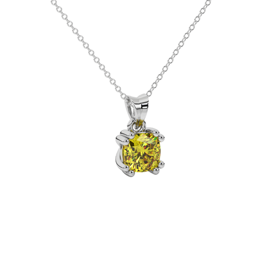 canary yellow gemstone solitaire pendant in white gold