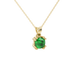 Green cushion cut gemstone pendant in floral crown gold setting