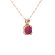Red cushion cut gemstone pendant in floral crown gold setting