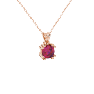 raspberry red gemstone solitaire pendant in rose gold
