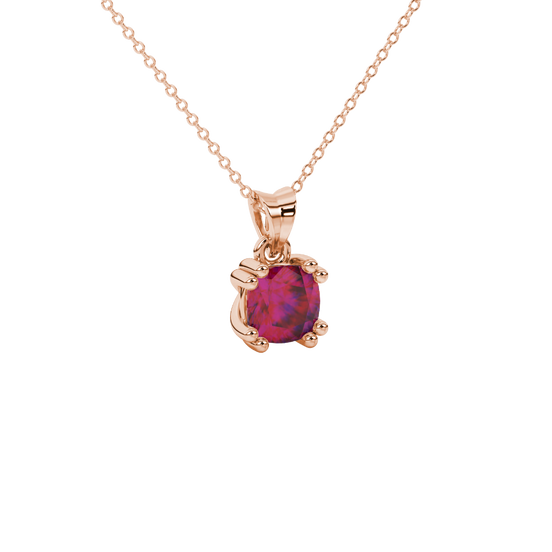 raspberry red gemstone solitaire pendant in rose gold