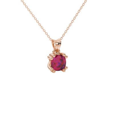 Red cushion cut gemstone pendant in floral crown gold setting